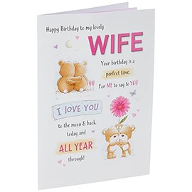 Piccadilly Greetings Cute Birthday Card Wife - 9 x 6 inches