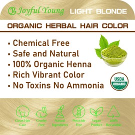 100% Organic Henna Hair Color – Natural, Chemical-Free Hair Dye for Rich, Vibrant Color & Gloss – Grey Coverage, Safe for All Hair Types, Vegan Non-Toxic, Herbal Hair Treatment (LIGHT BLONDE)