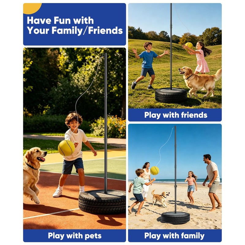 Ansionsol Tetherball Sets with Ball & Rope for Outdoor Backyard,