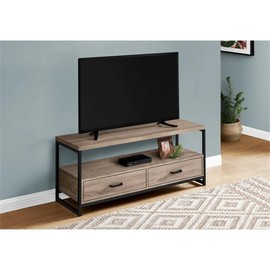 Monarch Specialties I 2872 Tv Stand, 48 Inch, Console, Media Entertainment Center, Storage Drawers, Living Room, Bedroom, Laminate, Metal, Brown, Black