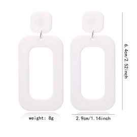 CHUNYANAN Boho Elegant Retro Simple Acrylic White Geometric Square Hollow Earrings for Women Simple Minimalist Statement Hypoallergenic Drop Earrings