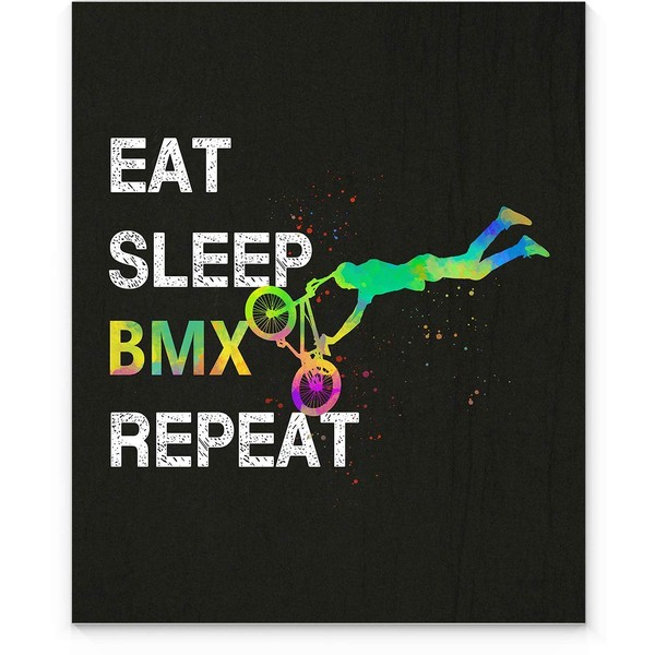 Eat Sleep BMX Repeat Quote Wall Art, 11"x14" Unframed Poster