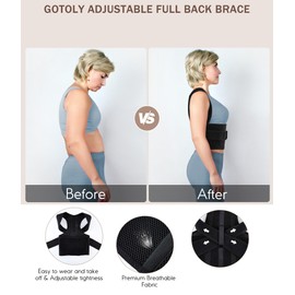 Gotoly Back Brace for Women Adjustable (Black, XXL)