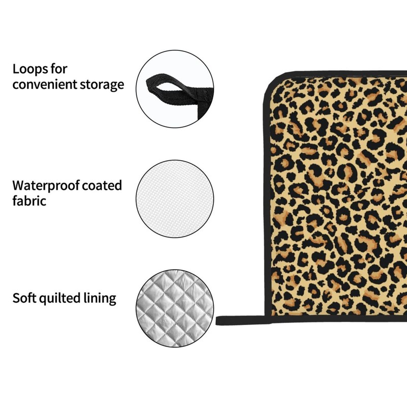 Pot Holders 2PCS Brown Leopard Print, Animal Skin Potholder for