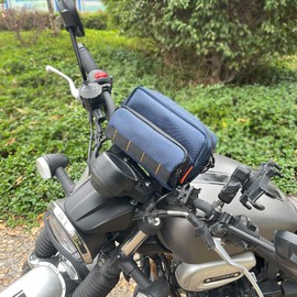 reygeak Motorcycle Handlebar Bag, Motorcycle Tool Bag, Dark blue motorcycle bag，Motorcycle Fork Bag，1680D Oxford cloth Front Storage Accessory Bag for Cruiser Softail Dyna Sportsters