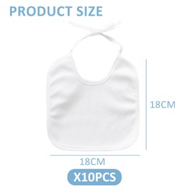 MEMOFYND Pack of 10 White Kids Mall Bibs (18x18cm) Waterproof Scarf Baby Bibs Baby Christening Triangle Scarf Waterproof Towel Baby Bibs, White