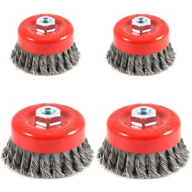 Ejoyous 4pcs Steel Cone Brush, Cup Brush, Angle Grinder, Wire Brush, Disc Brush for Grinder, Rotary Tool, Varnish Edge Mix, Diameter M14, Diameter 75 mm, Diameter 100 mm