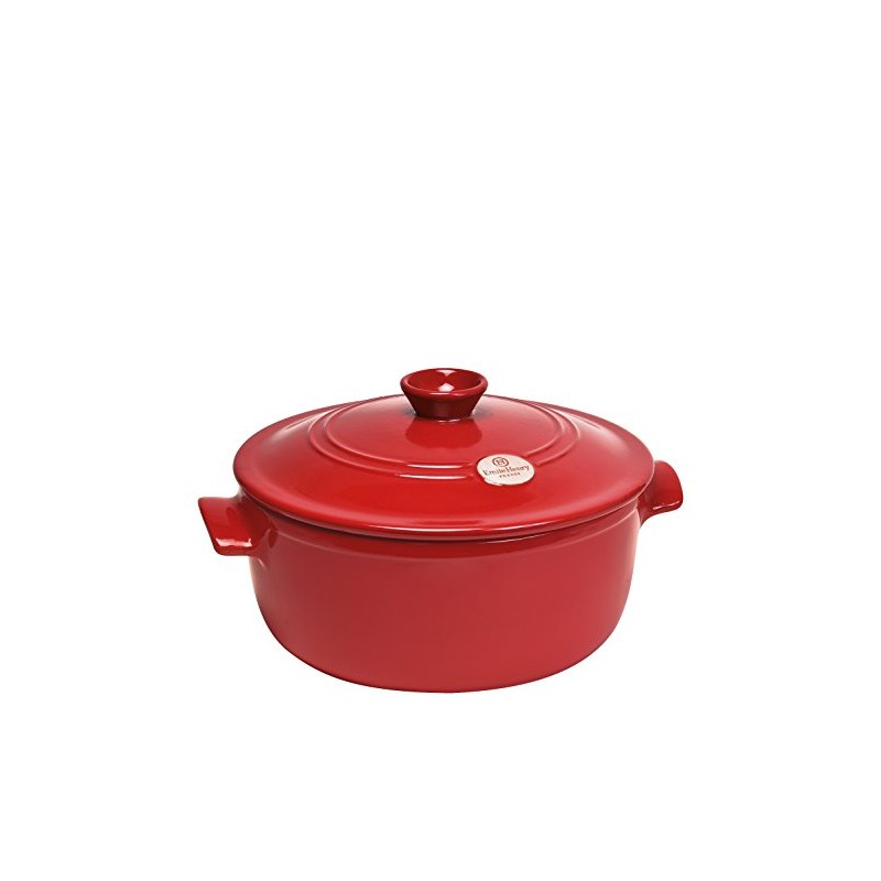 Emile Henry Flame Round Stewpot Dutch Oven, 4.2 Quart, Burgundy