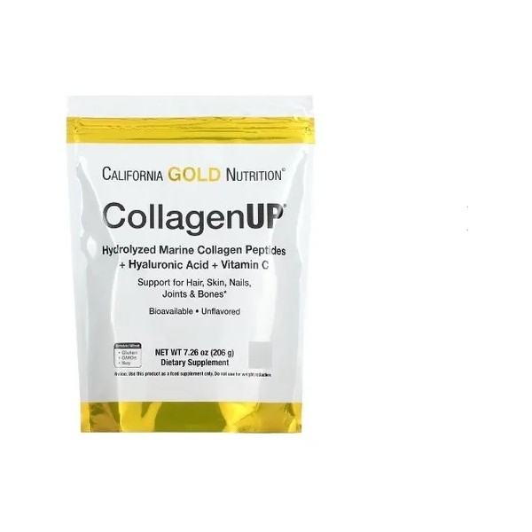 Polvo hidrolizado de colágeno marino Ácido hialurónico Vit C 206g