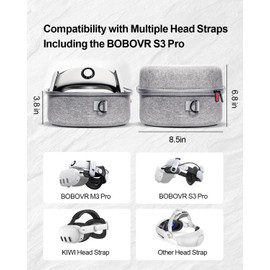 Carrying Case for Meta Quest 3/ 3S, Travel Bag Compatible with BOBOVR S3 Pro Head Strap, Controllers and Other Accessories, Hard Shell Case and Superior Protection for Oculus Quest 3 (Grey, XL)