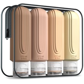 Mrsdry Travel Bottles for Toiletries, Large 6oz Oversize Containers, BPA Free Leak Proof Tubs Refillable Liquid Travel Accessories with Toiletry Bag for Cometic Shampoo and Lotion Soap (4 Pack)