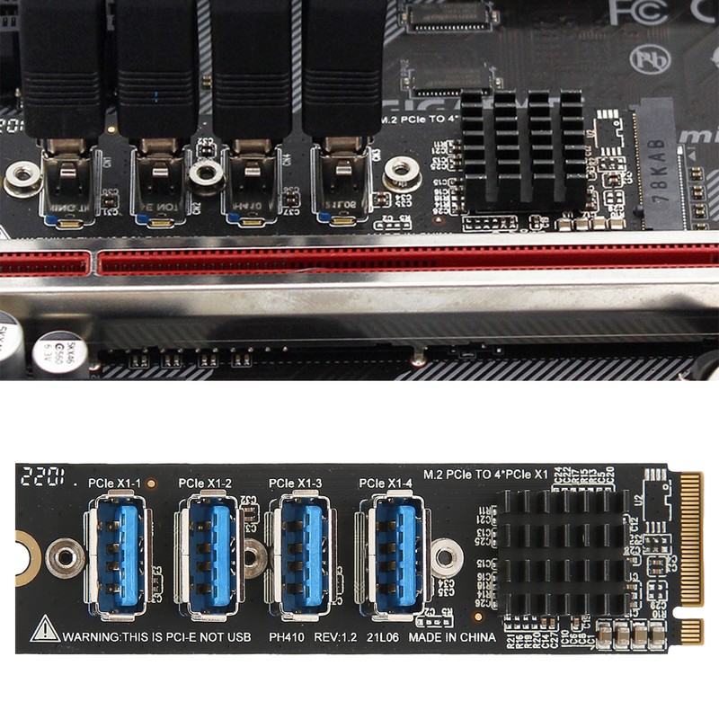 M.2 to PCIe Expansion Card PCIE 4 Ports Strong Anti