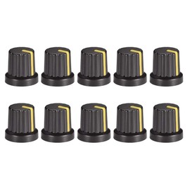 uxcell 10Pcs 6mm Shaft Hole Knob for Speaker Effect Pedal Amplifier Black Potentiometer Knob Yellow Mark