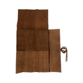 Hide & Drink, Rustic Leather Knife Roll Case (5 pockets), Compact Carry On Bag for Traveling Chefs & Cooks, Kitchen Tool Storage Organizer, Handmade Includes 101 Year Warranty (Swayze Suede)