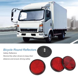 Side Marker Reflector, 4 Pack 2 Inch Round Warning Reflectors Red for Semi Trucks Trailers Boats Horse Trailers Scooter