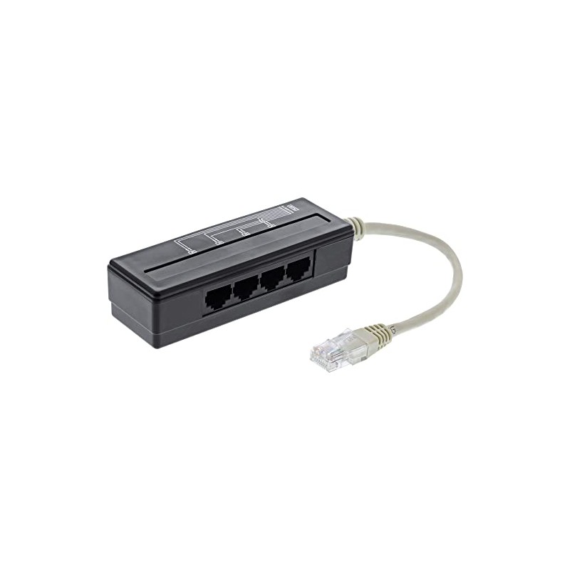 InLine 69995A 4-Way Telephone Port Splitter, RJ45 Plug to 4x