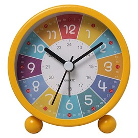 Glorlliant Kids Rainbow Alarm Clock, Cartoon Luminous Silent Table Clocks Non-Ticking for Bedroom, Home and Office Decoration Yellow