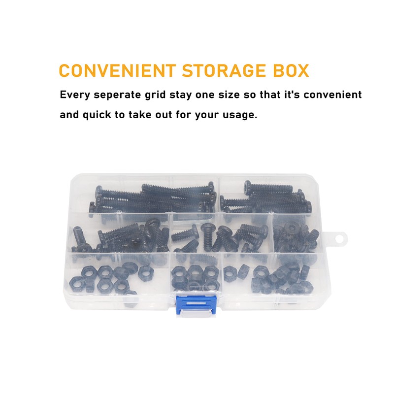 binifiMux 80pcs 1/4"-20 Black Hex Socket Cap Screws and 1/4"-20