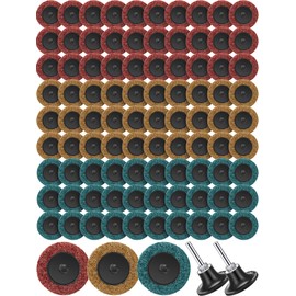 WILLBOND 92 Pieces 2 Inch Sanding Discs Set Nylon Sanding Discs with 1/4 Inch Holder for Die Grinder Surface Conditioning Grind Polish Burr Finish Rust Paint Removal (Yellow,Red and Green)