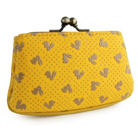 [Ancient Metropolitan Inden] Coin Purse, Compact Wallet, Women's, Deer Leather, Made in Japan, Rabbit, Japanese Style, Lacquer, Crafts, Leather Wallet, yellow