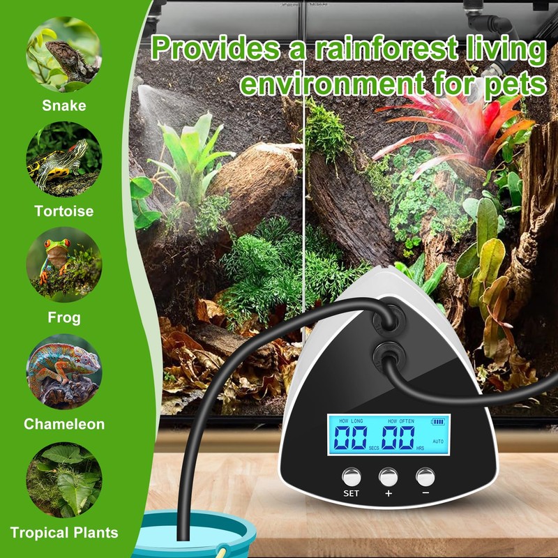 DAOTAILI Reptile Mister System, Reptile Humidifier with LCD Screen, Mister