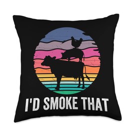 Funny BBQ Grill Smoker Accessory Dad Grilling Gag Gift Throw Pillow