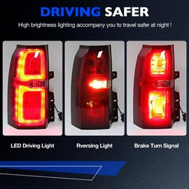 Led Taillights, for 2015-2020 Chevy Tahoe Suburban 3500 HD LS LT LTZ PPV SSV Premier, Replace 84467058 Driving Reverse Brake Turn Signal Lighting Rear Left Driver Side Outer Tail Lights Assembly