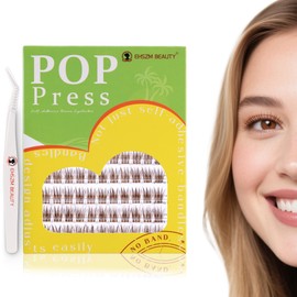 Brown Self Adhesive Lash Clusters - EHSZM BEAUTY POP-PRESS No Glue | Invisible Clear Band, Warm Tone for Daily/Party Makeup 3s Easy Apply, 24H Hold, Natural Wispy Blend (SA-Brown-Corona 10-16mm Kit)