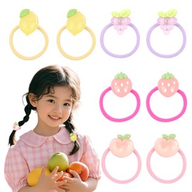 Strawberry Hair Ties Grape Hair Scrunchies Peach Ponytail Holder Lemon Hair Elastic 3D Cartoon Fruit Hair Accessories for Girls Cute Hair Tie Bands Ropes for Baby Toddler Infant Gifts 8Pcs (4Pairs)
