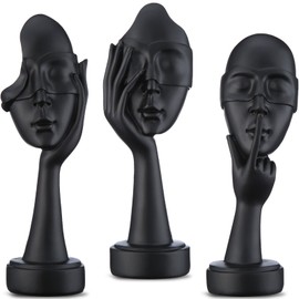 ZJ Whoest 3 Pcs Thinker Statue. See No Evil Hear No Evil Speak No Evil Small Shelf Decor. Abstract Art Sculptures for Bedroom Bookshelf Coffee Table Decor for Living Room.Gifts for Women