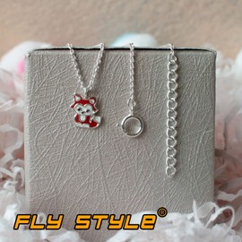 Fly Style Fox Pendant for Children / Girls / Women with Chain Silver / Children's Jewellery Girls, Sterling Silver