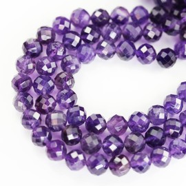 Faceted Round Amethyst Gemstone Beads for Making Jewellery Energy Healing Crystals Jewelry Chakra Crystal Jewerly Beading supplies 8mm 7.5inch, 21-24beads