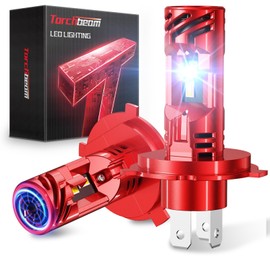 Torchbeam H4 Bulbs Combo 𝟰𝟴𝟬𝟬𝟬𝗟𝗠 𝐁𝐫𝐢𝐠𝐡𝐭𝐧𝐞𝐬𝐬 6500K Cool White H4 Light Bulbs 32000LM Waterproof 50,000 Hours Easy Install in 3 Minutes Plug-N-Play 2PCS