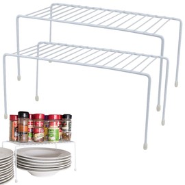 Evelots Wire Rack Cabinet Shelf Organizer -2 Pack Sturdy Metal Cabinet Riser Shelf - Double Space-Great for Kitchen, Freezer, Pantry -Rustproof