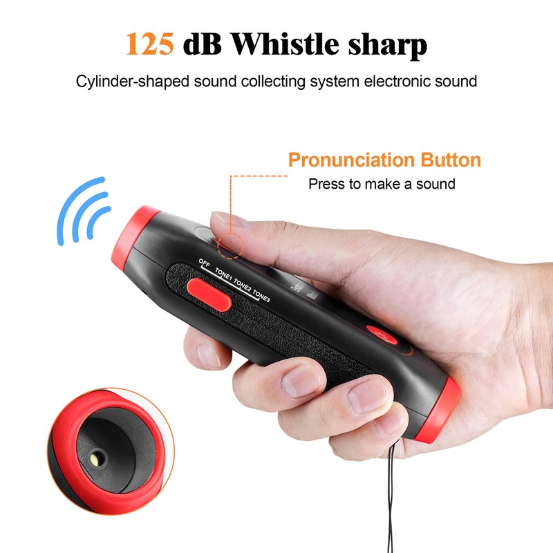 Electronic Whistle Handheld Electric Whistle with Lanyard SOS Light Flashlight