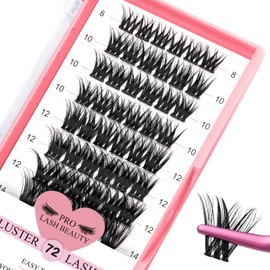 Cluster Lashes 72 Pcs Lash Clusters DIY Eyelash Extension Individual Lashes D-8-16mix Thin Band Easy to Apply at home Lashes (Adore, D-8-16mix)