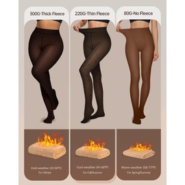 OEAK Womens Fleece Lined Tights Fake Translucent Pantyhose Thermal Opaque High Waisted Winter Legging Footed Sheer Tights 300g Fake Translucent Black Dots S/M