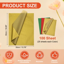 PATIKIL 100 Sheets Colored Tissue Paper Bulk for Gift Bags, 19.7x13.8 Christmas Gold Tone Assorted Color Wrapping Paper for Craft Holidays Christmas Birthday Wedding Filler Flower Decor