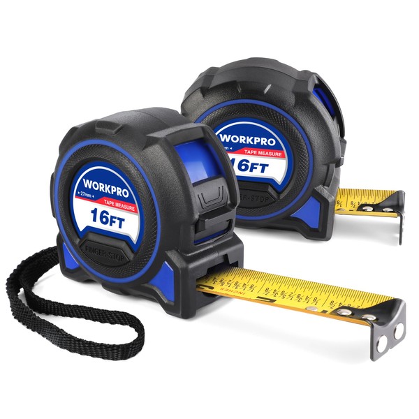 WORKPRO 16FT Tape Measure, 2Pcs Heavy Duty Retractable Tape Measurement,