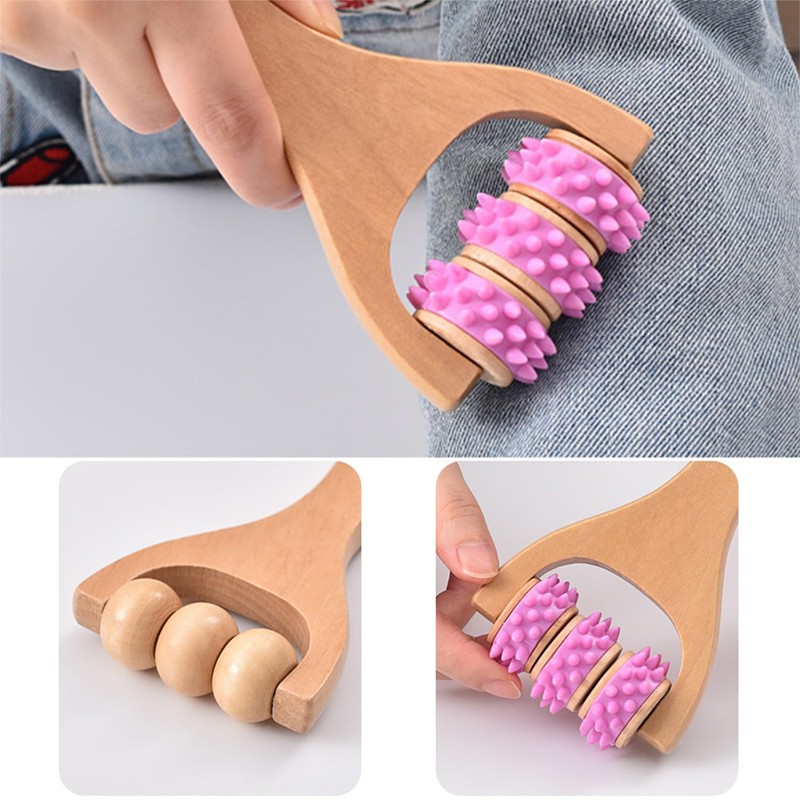 3-Piece Wooden Massager, Roller Massager, Portable Massager, Manual Massager, Multifunctional