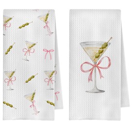 ChenCraty Dirty Martini Gifts Kitchen Towels Set of 2, Cocktail Gifts for Women Dish Tea Bar Towels for Kitchen Bar Cart Decor, Martini Lover Decorative Hand Towels, 16x24 Inches