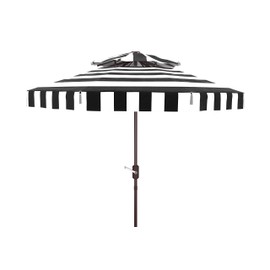 Safavieh PAT8203A Outdoor Elsa Fashion Line Black and White 9-Foot Double Top UV Protected Umbrella