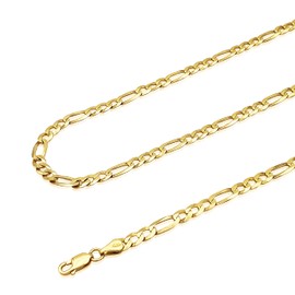 AKA Gioielli® - Figaro Chain 5 mm 18 K Gold Plated 925 Silver - Men's Women's Necklace Lengths: 45 50 55 60 cm, Gold Sterling Silver, No Gemstone