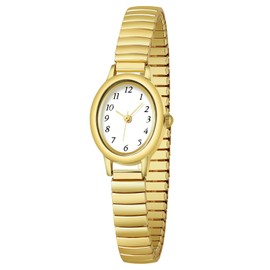 TWOPTION Watches for Women Easy Read Ladies Analog Quartz Wrist Watch with Expansion Band,Waterproof(Gold)
