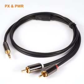 PX&PWR 3.5mm to RCA Cable, 3.5mm Male to 2 RCA Male Audio Auxiliary Adapter Stereo Splitter Cable, 6.6ft/2m AUX RCA Y Cord for Smartphones, Speakers, Tablets, MP3, HDTV