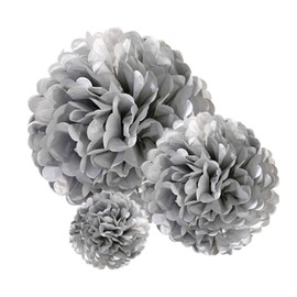 Premium [Pack of 10] Large Tissue Paper Pom Poms (Silver 10")