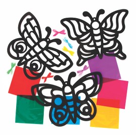 Baker Ross FE154 Stained Glass Butterfly Craft Kits - 6 Pieces Arts and Crafts for Kids to Decorate and Display, Create Your Own Decorations