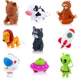 9 Pieces Nurse Flashlight Pediatric, Nurse Flashlight Keychain, Animal Flashlight Puppy Keychain Lion Cow Sloth Cat Astronaut Rocket Flashlight Keychain Pen Lights for Nurses Badge Reel, 9 Styles
