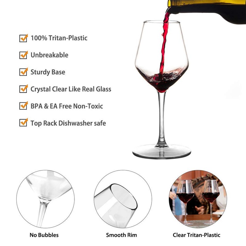 MICHLEY Unbreakable Stemmed Wine Glass 100% Tritan Plastic Dishwasher available