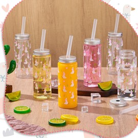 Reallnaive 24 Pcs One Silly Goose Plastic Tumbler 14. 2 oz Reusable Cups with Lids and Straws Clear Beer Can Iced Coffee Cup for Girls Pink Bow Silly Goose First Birthday Party Decoration Supplies